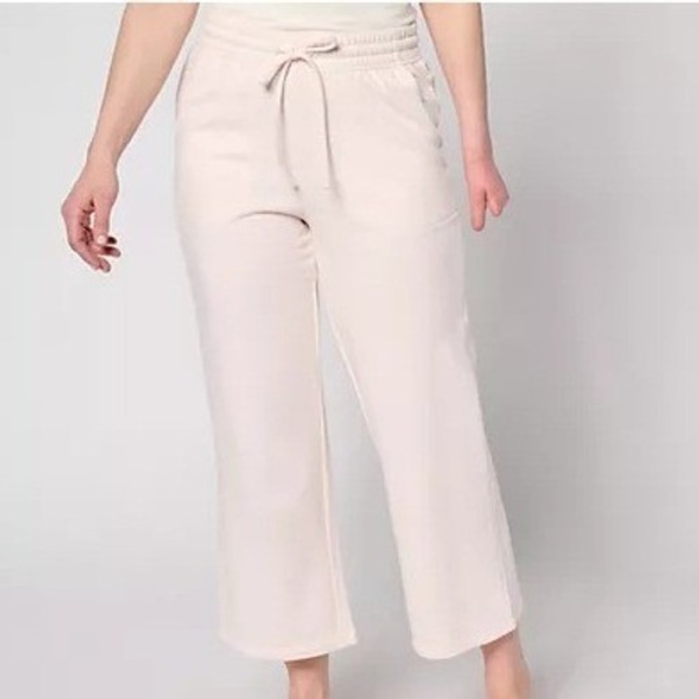 Belle Beach Kim Gravel Petite‎ XXS Pink Pearl Seaside Sweats Crop Pants A683846